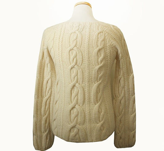DKNY Ivory Cable Knit Wool Blend Sweater 55 28087783
