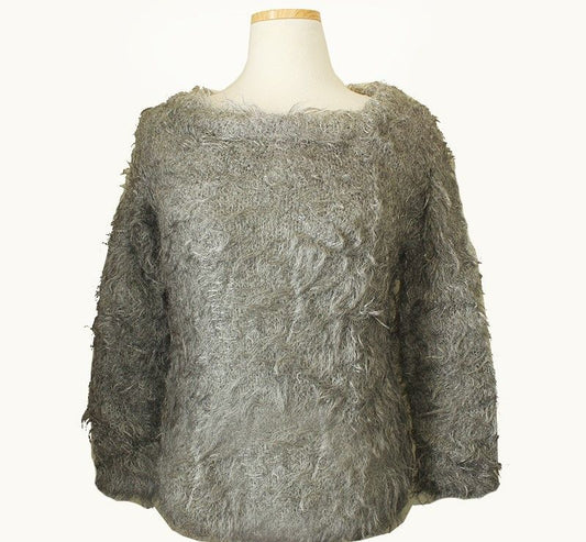 Vanessa Bruno Metallic Gray Boucle Knit 55 28087786