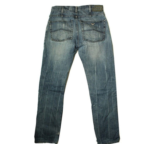 ARMANI アルマーニジーンズ ブルー ダメージウォッシュ メンズ デニムパンツ 28 27451207