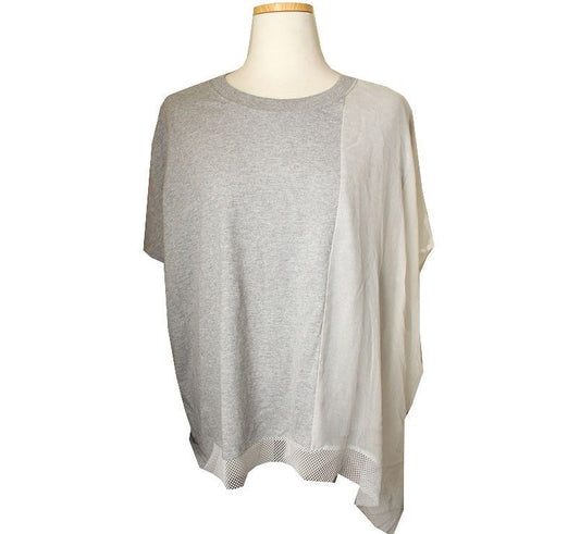 ZUCCA Juka Gray Sheer Block Asymmetrical Top M 26807109