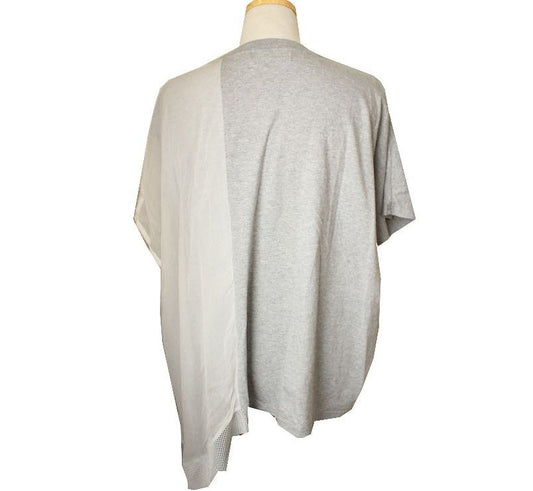 ZUCCA Juka Gray Sheer Block Asymmetrical Top M 26807109