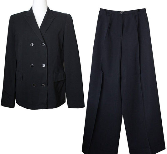 JIL SANDER Schwarze Doppelknopf Zweiteiler Jacke + Hose 55 40419920