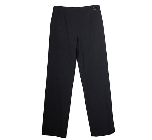 CHANEL Schwarze Escorial Wolle Hose 55 40419925