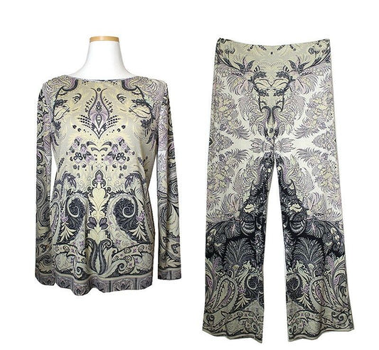 ETRO ネイビーアラベスクツーピース上着＋パンツ 55 40419933