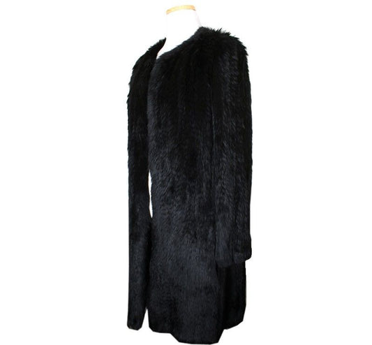 Theory Black Knitting Rabbit Fur Coat 55 26810583