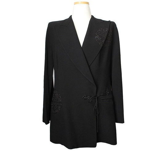 GF FERRE' ジャン・フランコ・フェレ ブラック ウール ミックス ツーピース ジャケット + パンツ 55 40562917