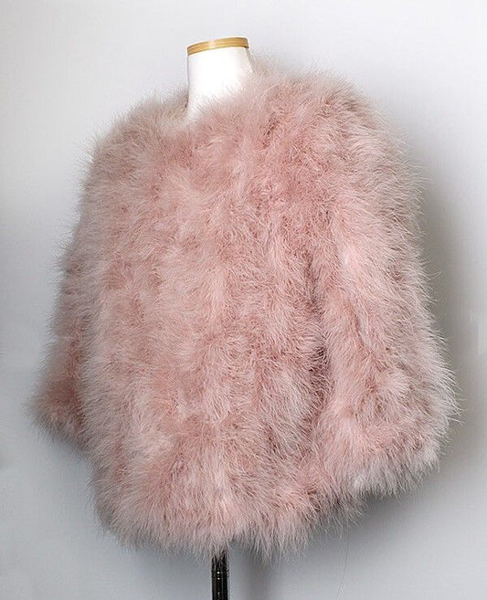 YVES SALOMON Pink Turkey Feather Jacket 55 40562951