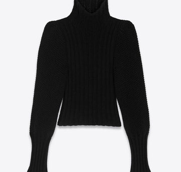 Saint Laurent Wool High Neck Rib Detail Sweater 37022088
