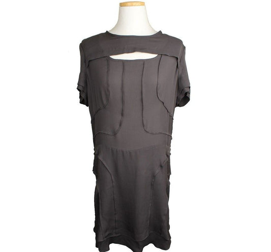 ISABEL MARANT グレーのカッティングシルクワンピース38 26809655