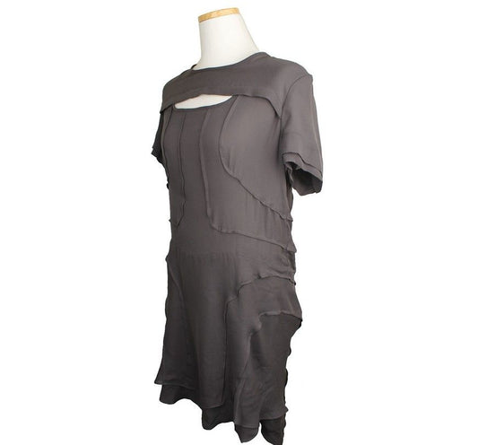 ISABEL MARANT グレーのカッティングシルクワンピース38 26809655