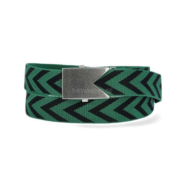 Bottega Veneta Vintage Buckle Chevron Pattern Belt Green 631410 VBW21 3445 1000001154 33439884