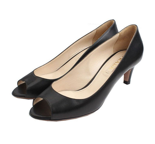 PRADA Schwarze Leder Open-Toe Pumps 37 41045565