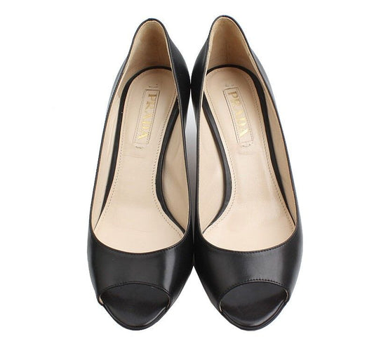 PRADA Schwarze Leder Open-Toe Pumps 37 41045565