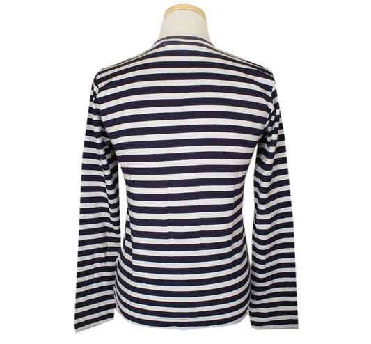 Comme Des Garcons White & Navy Cotton T-Shirt S 26807160