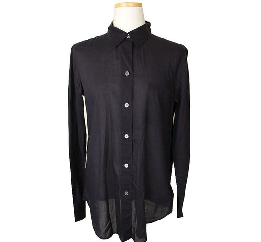 Theory Black Mother-of-pearl Button Cotton Shirt S 26809089