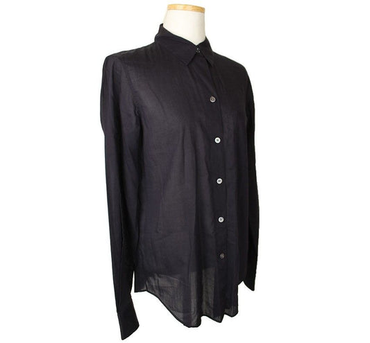 Theory Black Mother-of-pearl Button Cotton Shirt S 26809089