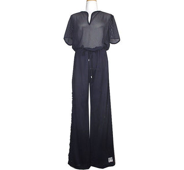 CHANEL Black Mesh Top + Pants Set 42 39219741