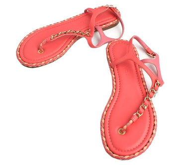 CHANEL Pink Gold CC Chain Slide Sandals 37C 26810651