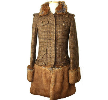 CHANEL Eco Fur Tweed Coat 55 27162548