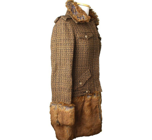 CHANEL Eco Fur Tweed Coat 55 27162548