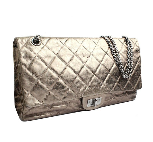 CHANEL メタリックゴールドヴィンテージ2.55ジャイアントショルダーバッグ 11番台 40156024