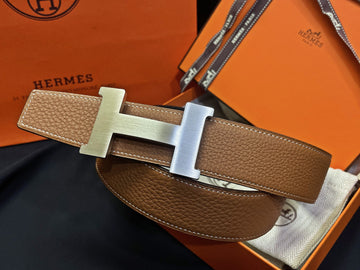 Hermes Matte Silver Large Black Gold Outsitch Reversible Belt 41408488