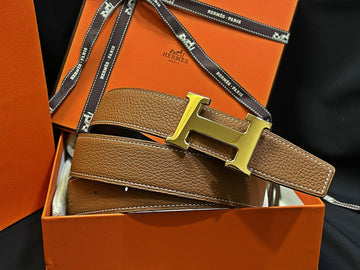 Hermes Gold Classic Black Gold Outstitch Reversible Belt 41408492