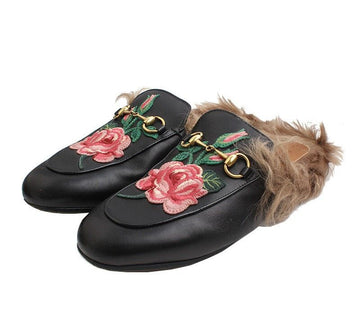 GUCCI Stickerei Leder Slipper 38 41393476