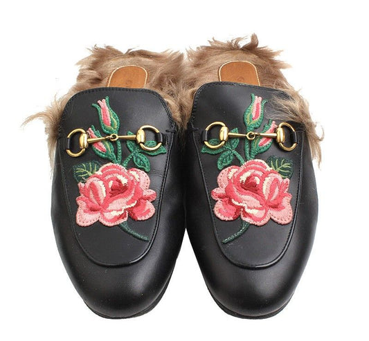 GUCCI Bestickte Leder Ballerinas 38 41393476