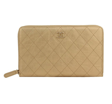 CHANEL Vintage Gold CC Stitch Organizer ZIP Long Wallet 15 26811407