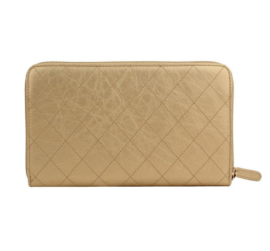 CHANEL Vintage Gold CC Stitch Organizer ZIP Long Wallet 15 26811407