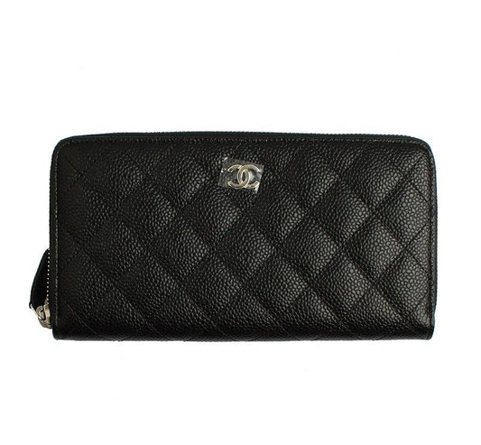 CHANEL Caviar CC Silver Long Wallet 25 26811466