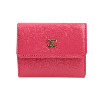 CHANEL Pink Camellia Three-Fold Wallet 31 29053197