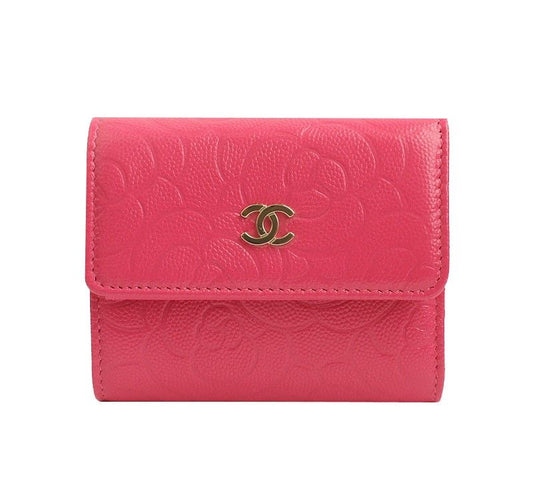 CHANEL Pink Camellia Three-Fold Wallet 31 29053197