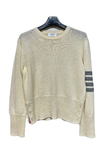 THOM BROWNE ホワイト スラント バンド ウールニット 7917119195 41826132