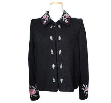 St John Evening Line Knit Embroidered Zip Jacket 44~55 42112280