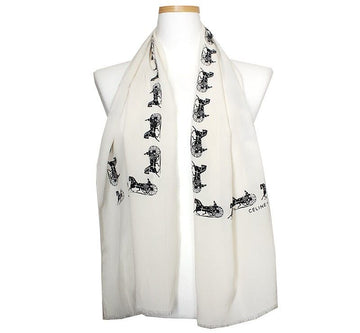 CELINE 馬車アイボリーシルクロングスカーフ 41045723