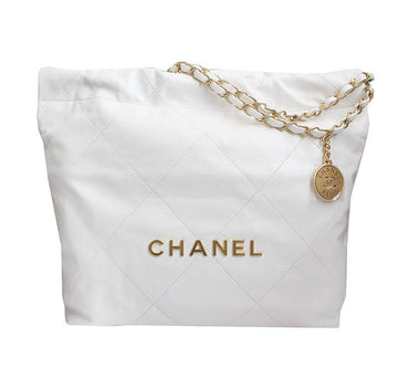 CHANEL Small White Gold-Tone 22 Bag 33349106