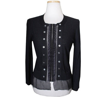 DKNY Schwarze Seidenstrickjacke 44~55 33862360
