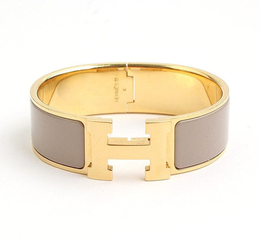 Hermes Click-Clack Gold-Tone Taupe Bracelet 40276366
