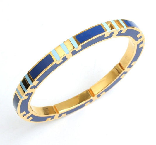 Tory Burch Blue Gold Logo Bangle Bracelet 26811761