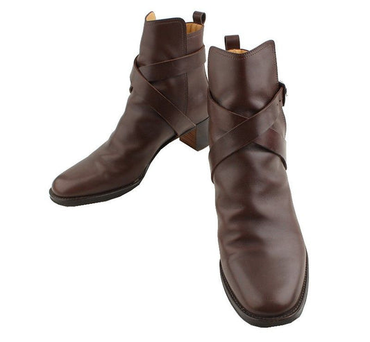 HERMES Schokoladenbraune Leder Ankleboots 37 26811101