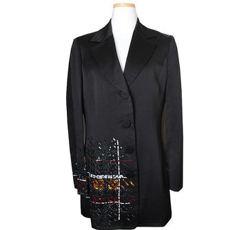 GF FERRE' Giann Franco Ferré Haute Couture schwarze Satinjacke 55 43167439