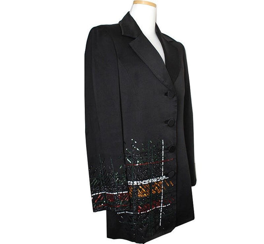 GF FERRE' Gianfranco Ferré Haute Couture Schwarze Satinjacke 55 43167439