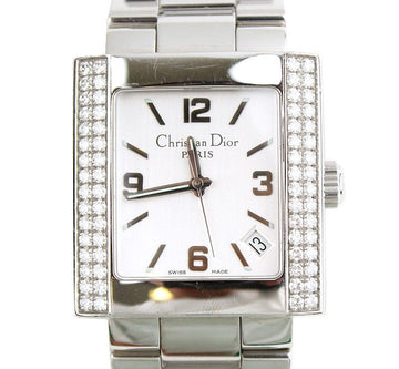 Dior Christian Square Silver Plated Diamond Steel Watch 30MM 26812155