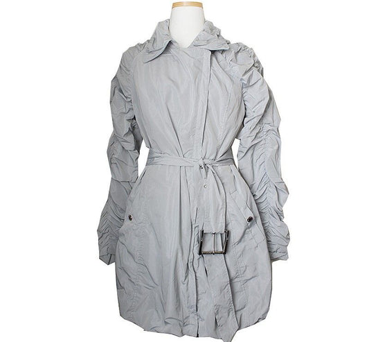 MICHAEL KORS Grau meliertes Reißverschluss-Belted-Jacke 44 kleine 55 43167613