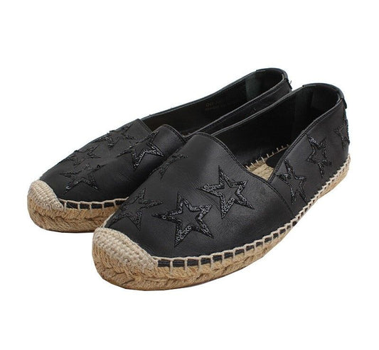 Saint Laurent Black Sequin Leather Espadrille 35 43168814