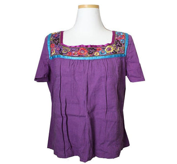 ETRO バイオレット刺繍半袖トップス 55 43521627