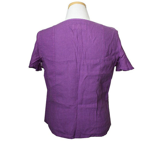 Etro Violet Embroidered Short Sleeve Top 55 43521627