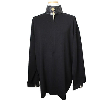 GF FERRE' Gianfranco Ferré Black Lambskin Neck Knit Top 10 43521630